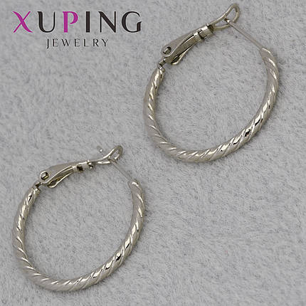 Серёжки женские фирма Xuping Jewelry родий кольцо конго с узорами размер изделия 25х2 мм, фото 1