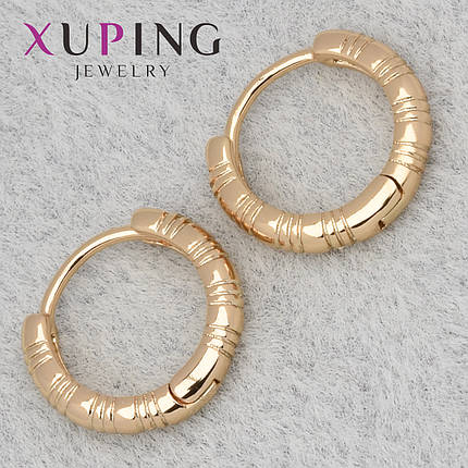 Серьги женские золотистого цвета Xuping Jewelry кольцо конго с узорами диаметр кольца 14 мм, фото 1