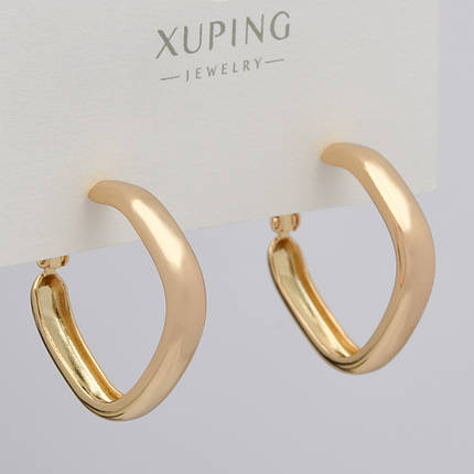 Серьги женские золотистого цвета медицинское золото Xuping Jewelry кольцо конго диаметр кольца 25х4 мм, фото 1