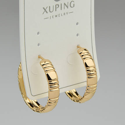 Серьги женские золотистого цвета Xuping Jewelry кольцо конго с узорами диаметр кольца 25 мм, фото 1