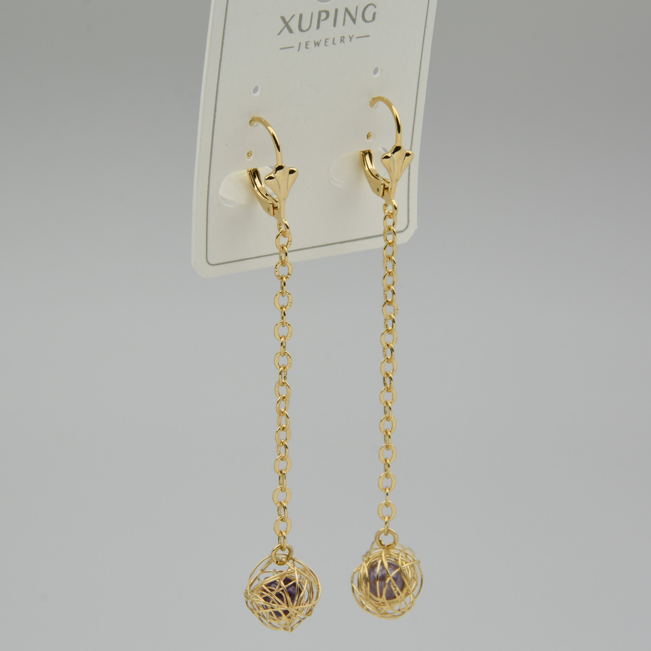 Серёжки женские золотистого цвета Xuping Jewelry 18K кольцо конго висюльки плетённые с бусинами длина 75 мм