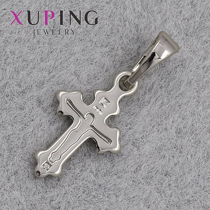 Крестик детский серебристого цвета фирмы Xuping медицинское золото с распятием размер изделия 15х10 мм, фото 1
