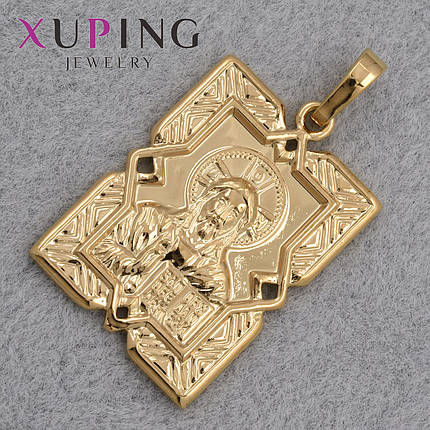 Иконка образ Иисуса Христа фирмы Xuping Jewelry медицинское золото золотистого цвета размер изделия 30х20 мм, фото 1