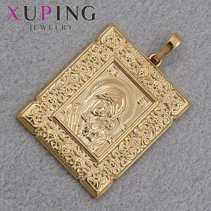 Иконка образ Божьей Матери фирмы Xuping Jewelry медицинское золото золотистого цвета размер изделия 35х30 мм, фото 1