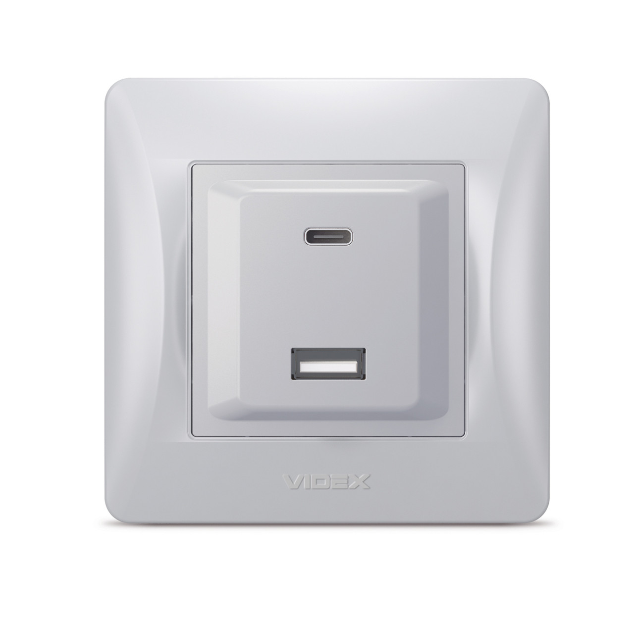 Розетка USB-A + USB-C PD20W срібний шовк