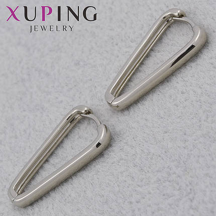 Серёжки английская застежка сребристого цвета Xuping Jewelry покрыты родием виде треугольников размер 25х15 мм, фото 1