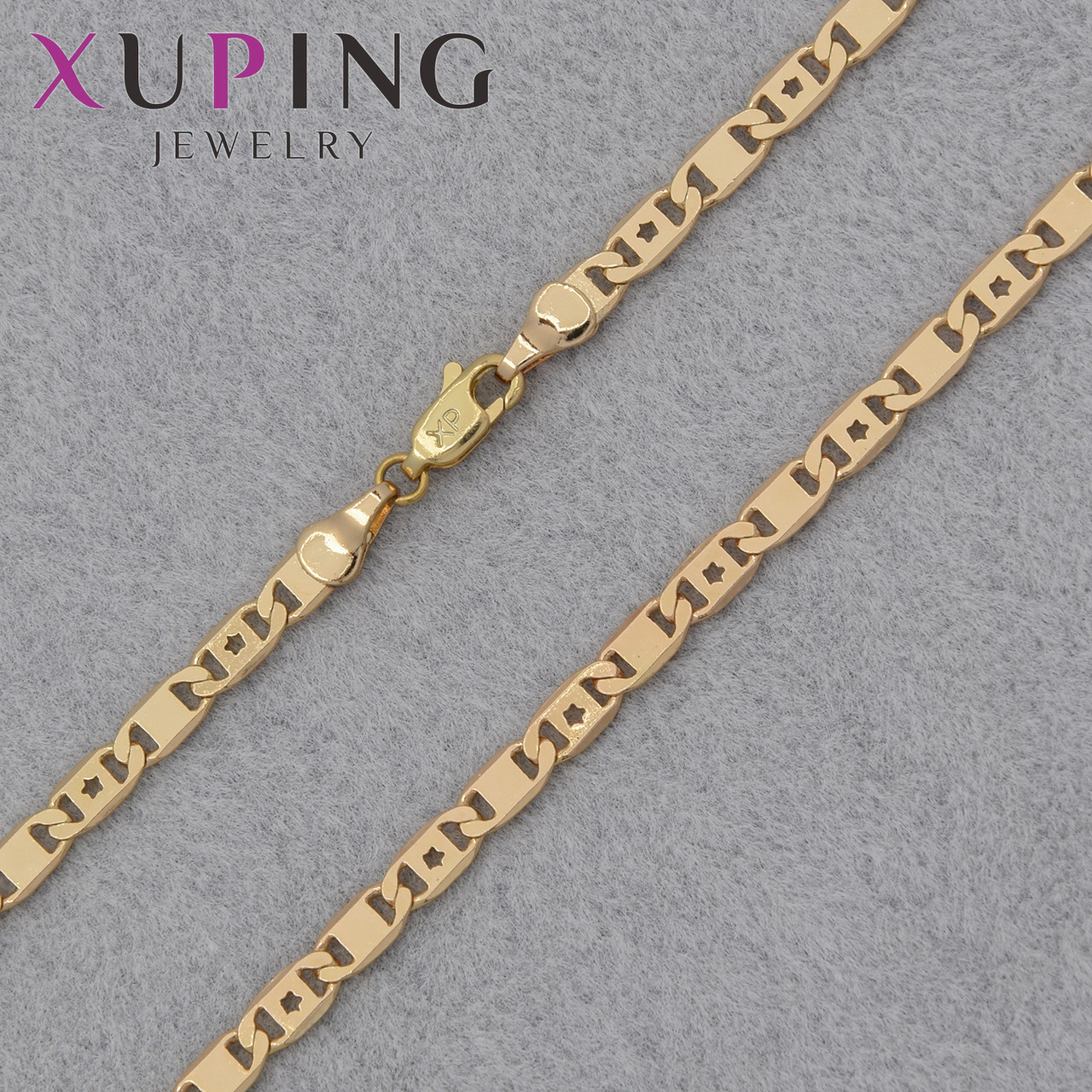 Цепочка Xuping Jewerly длина 45 см ширина 4 мм медицинское золото декоративное плетение застёжка карабин