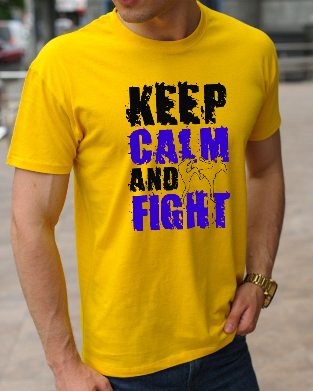 Модна чоловіча футболка з боксерською тематикою принт Зберігайте спокій, бавовняна футболка розмір S, фото 1
