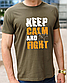 Модна чоловіча футболка з боксерською тематикою принт Зберігайте спокій, бавовняна футболка розмір S, фото 2