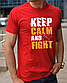 Модна чоловіча футболка з боксерською тематикою принт Зберігайте спокій, бавовняна футболка розмір S, фото 4