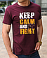 Модна чоловіча футболка з боксерською тематикою принт Зберігайте спокій, бавовняна футболка розмір S, фото 7