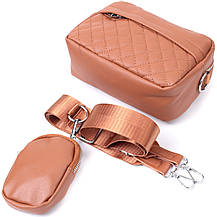 Жіноча сумка крос-боді з монетницею з екошкіри Vintage 22795 Рудий, фото 6