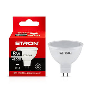 Світлодіодна LED лампа MR16 8W GU5.3 4200K 220V ETRON 1-ELP-066 рефлекторна