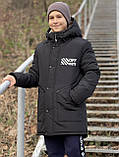 Зимова підліткова куртка парка на овчині для хлопчиків Чорне пальто Офф-Вайт для підлітків зима 42, фото 5