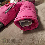 Зимовий світловідбивний термокомбінезон Принцеса на дівчинку Рожевий дитячий комбінезон з курткою зима 80, фото 7