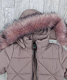 Зимова дитяча куртка пальто для дівчинки Модна подовжена парка теплий пуховик Ромбик для дітей на зиму 122, фото 4