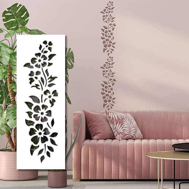 Трафарет для декоративної штукатурки з квітковим візерунком пластиковий (244х520)