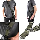 Тактичний одноточковий двоточковий ремінь з антабками HB-044 MS4 чорний, фото 5