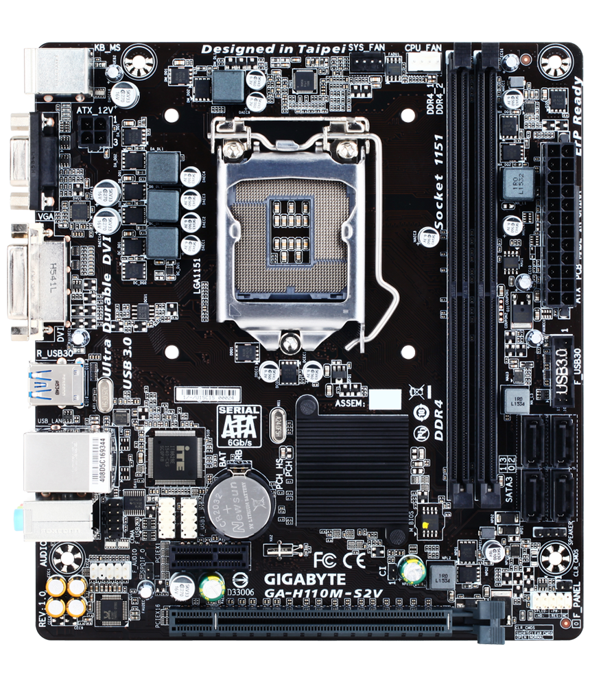 Материнська плата Gigabyte GA-H110M-S2V LGA 1151v1 (GA-H110M-S2V) Б/В