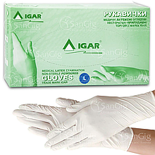 Рукавички IGAR латексні опудрені (100шт) L (8-9)