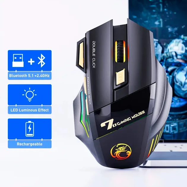 USB ігрова миша iMice X7 тиха безпровідна ергономічна мишка 3200DPI