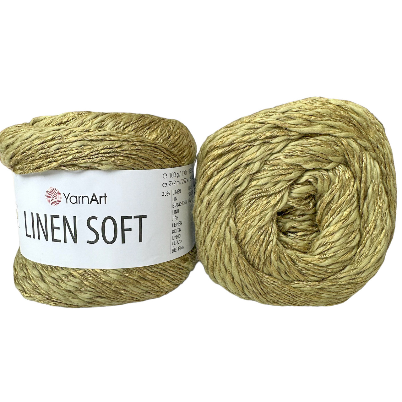 Пряжа YarnArt Linen Soft № 7313 хакі (Ярнарт Лінен Софт), фото 1