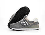 Чоловічі / жіночі зимові кросівки New Balance 574 Grey White Winter Fur, сірі замшеві кросівки нью беленс 574 NB нб, фото 3