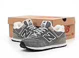 Чоловічі / жіночі зимові кросівки New Balance 574 Grey White Winter Fur, сірі замшеві кросівки нью беленс 574 NB нб, фото 4