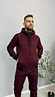 Чоловічий зимовий спортивний костюм Adidas бордовий з капюшоном на блискавці Комплект Адідас на флісі, фото 2