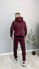 Чоловічий зимовий спортивний костюм Adidas бордовий з капюшоном на блискавці Комплект Адідас на флісі, фото 3