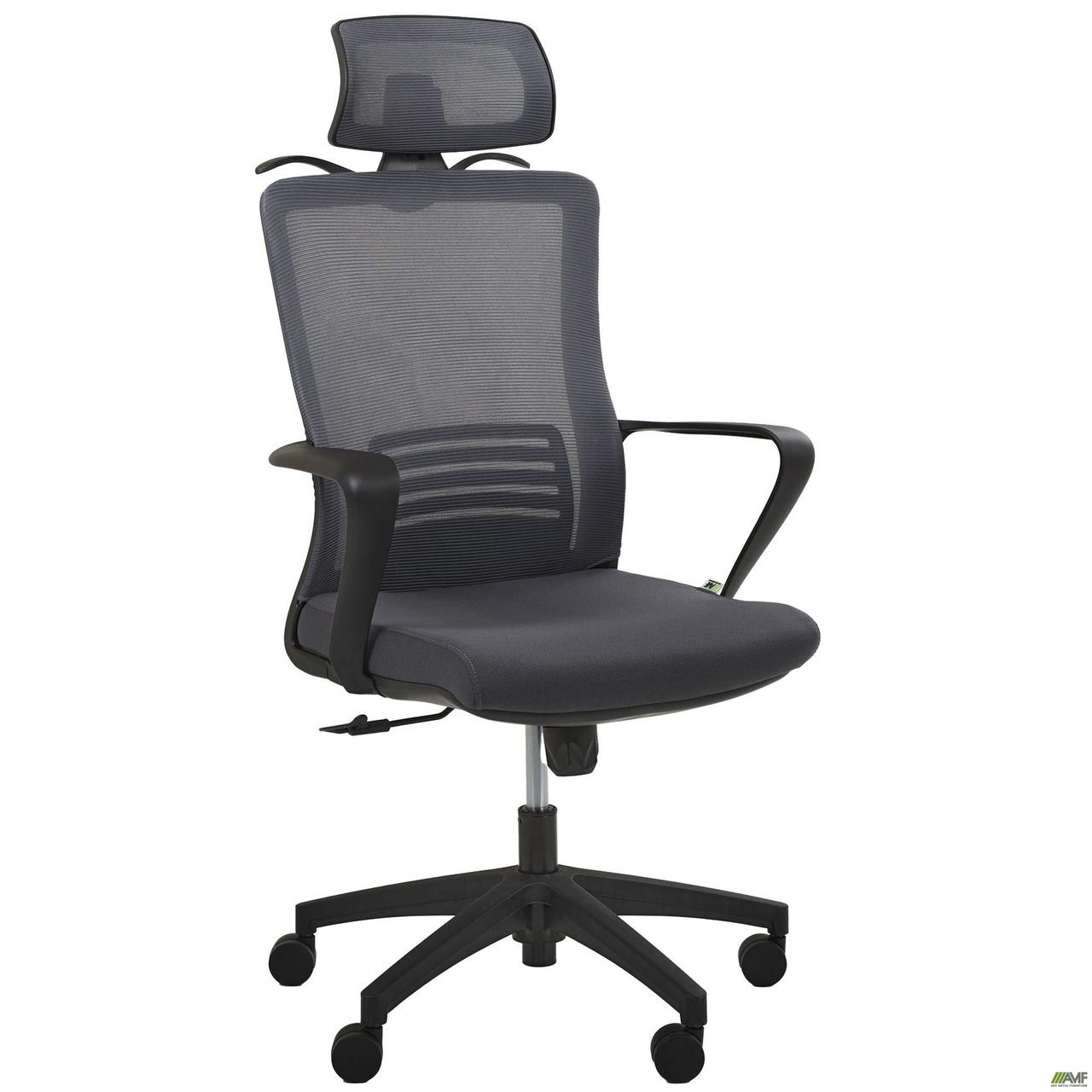 Крісло офісне комп'ютерне пластикове Титан / Titan HR Grey/Grey спинка сітка сіра