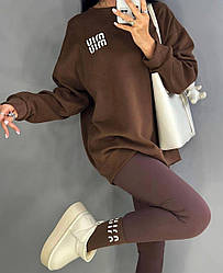 Жіночий базовий теплий світшот MIU MIU батник тринити на флісі толстовка носочки з лого в подарунок