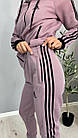 Жіночий зимовий спортивний костюм Adidas бузковий з капюшоном на блискавці Комплект Адідас на флісі, фото 2