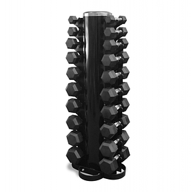 Гантелі шестигранні 1-10 кг зі стійкою, прогумовані, набір 20 штук (1кг-10кг)