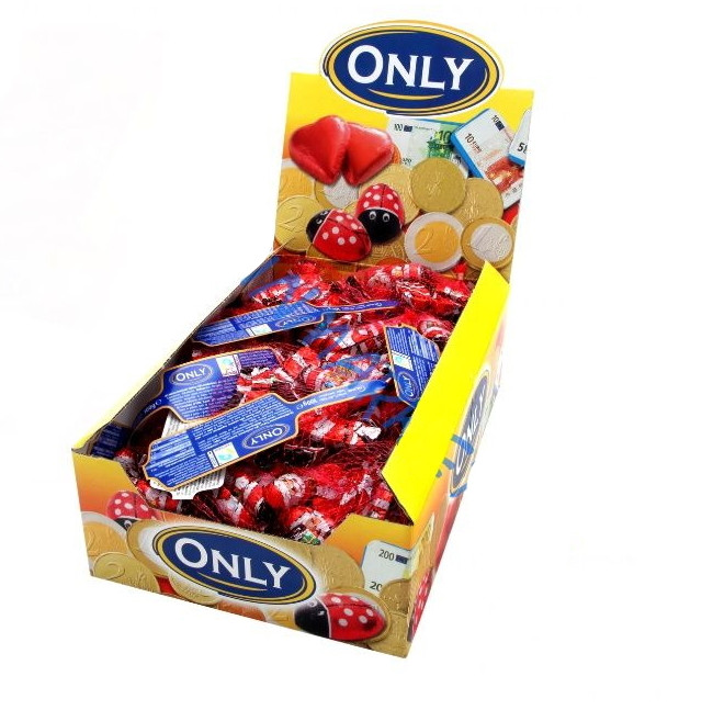 Новорічні Шоколадні Цукерки Only Santa Claus Дід Мороз у сітці Оллі 85 г Австрія (24 шт./1 ящ), фото 1