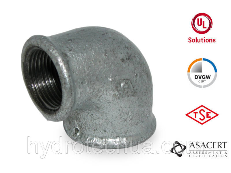 Кут 90° оцинкований редукційний ВВ 1"х3/4" Hydro-T