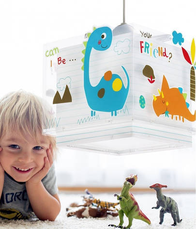 Дитячий підвісний світильник Dinos білий 24х24х65 см, фото 1