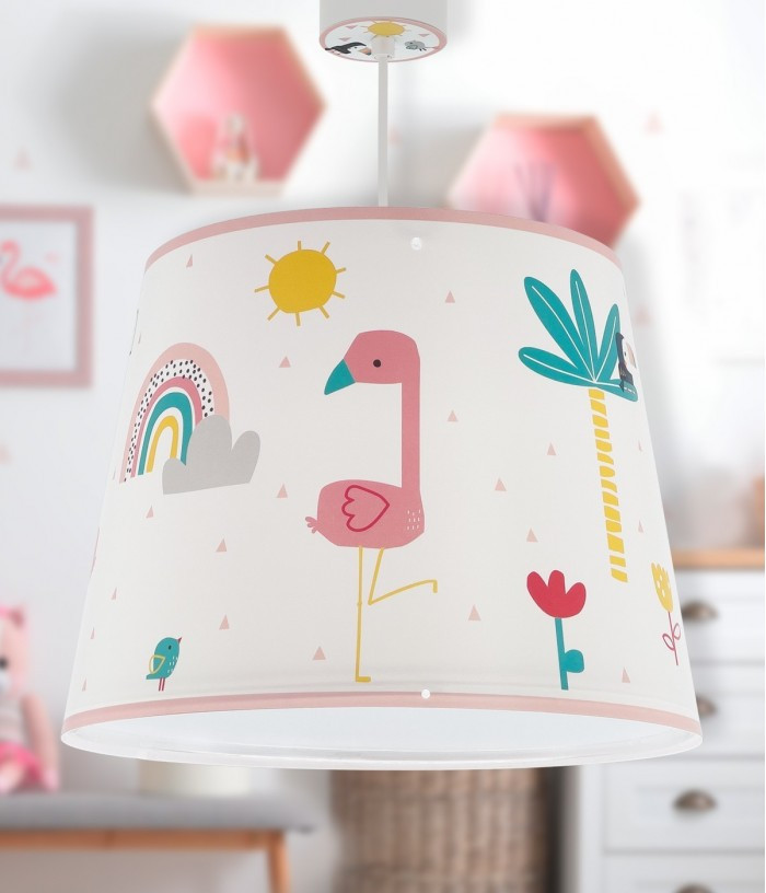 Дитячий підвісний світильник Flamingo білий 33х65 см