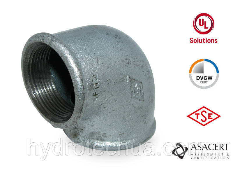 Кут 90° оцинкований редукційний ВВ 2"х1 1/2" Hydro-T