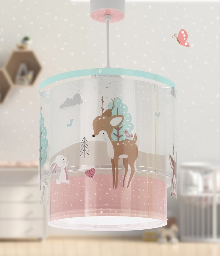 Дитячий підвісний світильник Loving Deer рожевий 26х65 см