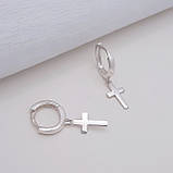Срібні сережки підвіски Хрестики, фото 2