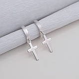 Срібні сережки підвіски Хрестики, фото 3