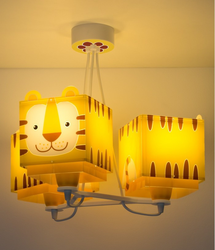 Дитячий підвісний світильник на 3 лампи Little Tiger помаранчевий 39х45 см