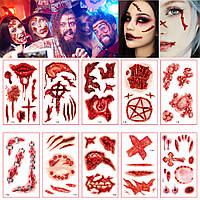 Набір тату Хелловін рани 10 аркушів (Частина 1)