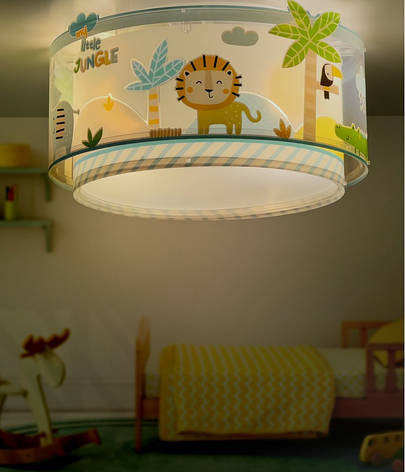 Дитячий стельовий світильник Little Jungle блакитний 33х16.5 см, фото 1