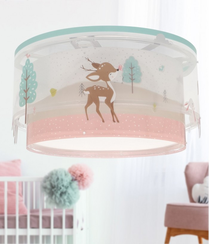 Дитячий стельовий світильник Loving Deer рожевий 33х16.5 см