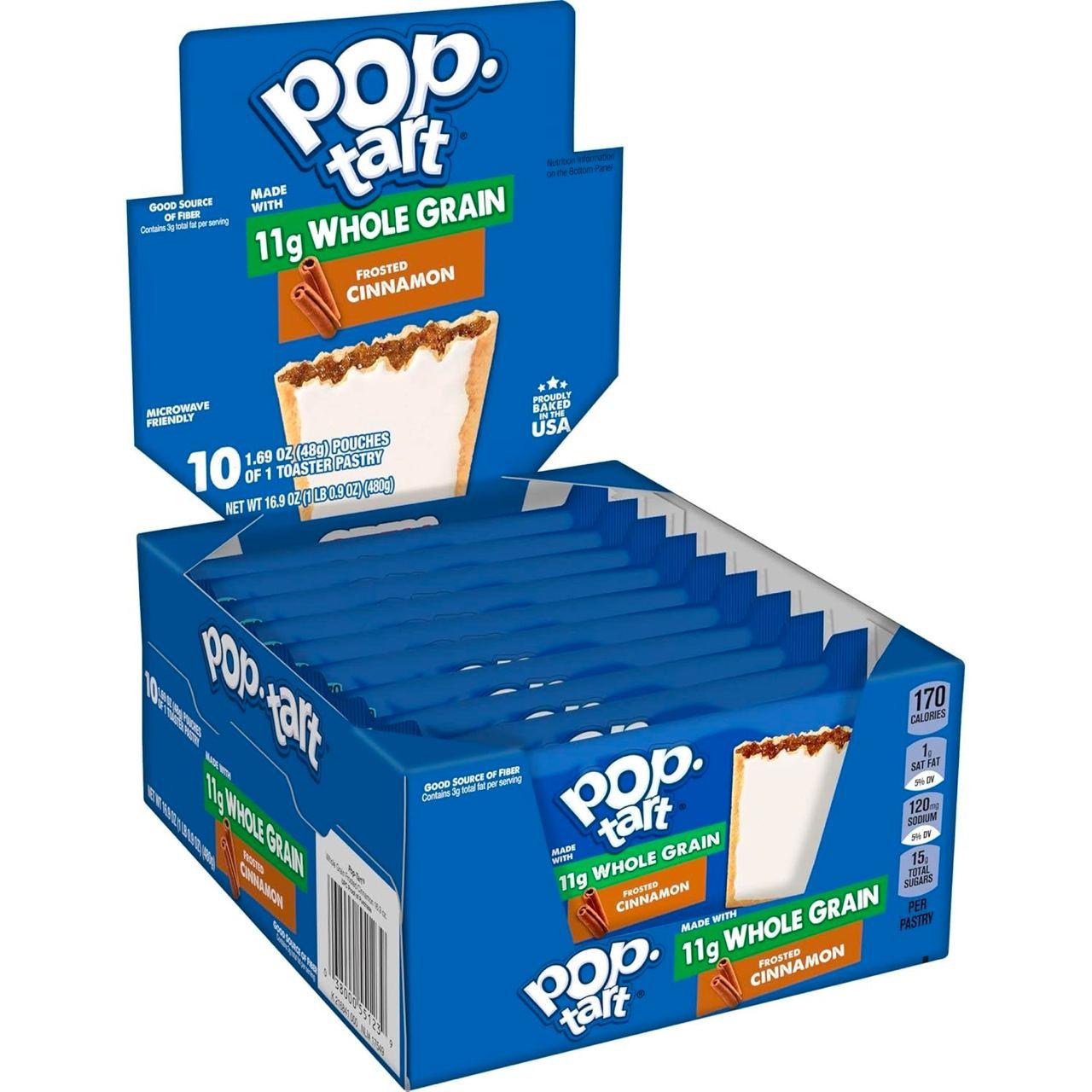 Упаковка тостів Pop-Tarts Kellogg's Frosted Pop Tart Whole Grain Cinnamon з глазур'ю та корицею 480г