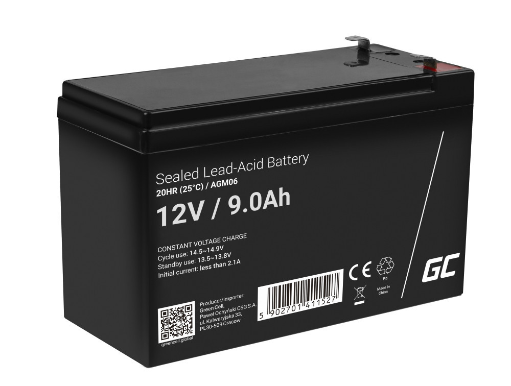 Акумуляторна батарея AGM Green Cell VRLA 12 V 9 Ah для ДБЖ (AGM06), фото 1
