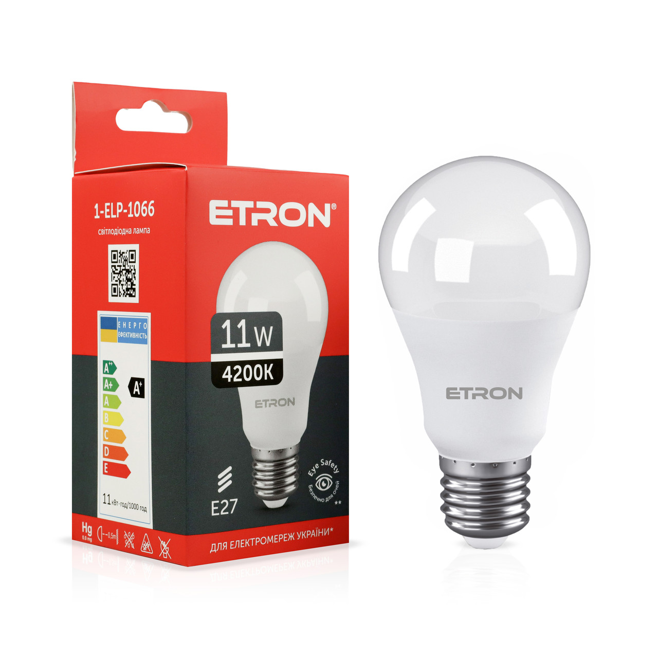 Світлодіодна лампа ETRON A60 11W 4200K E27 1-ELP-1066