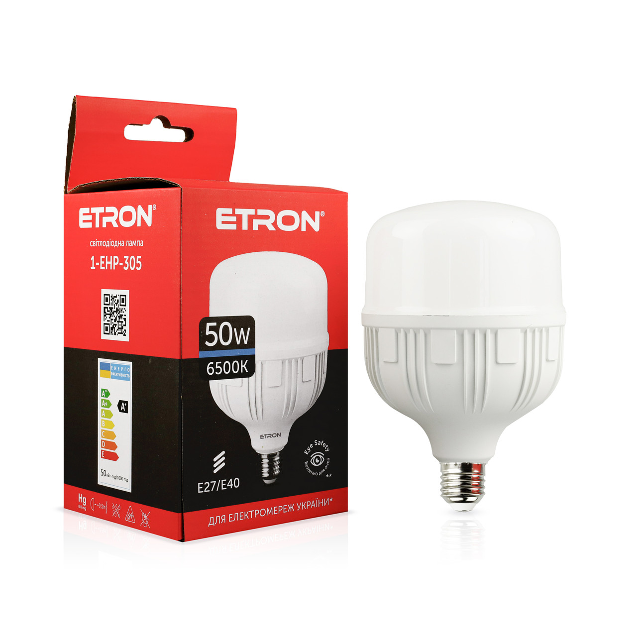 Світлодіодна LED лампа ETRON 50W T140 6500K 220V E27 холодне світло